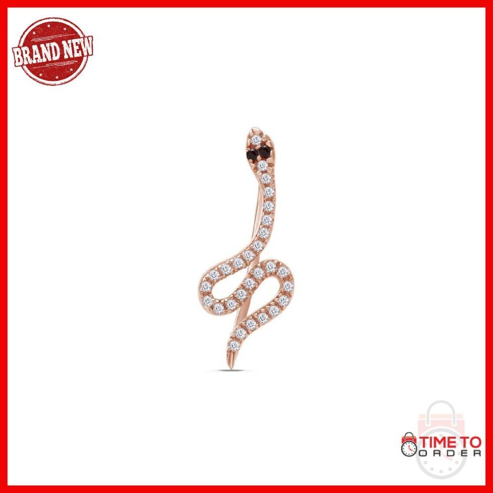 14k Gold Plated Sterling Silver Cubic Zirconia Snake Ear Crawler Earrings